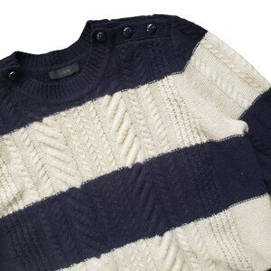 J. Crew Cable Knit Wool Sweater Women's Small Navy Blue